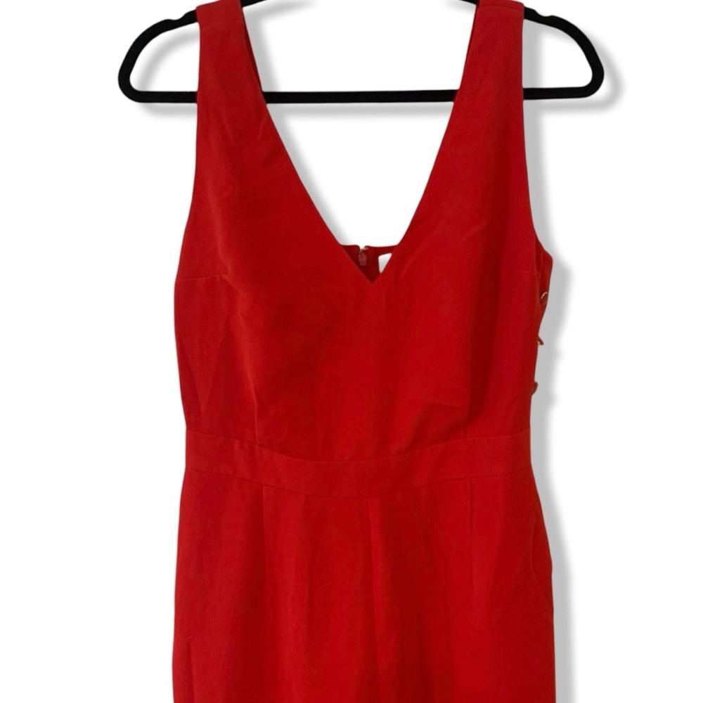 Sezane Vanille Sleeveless V-Neck Jumpsuit | Red Coral | Size 36 | US 4 - Picture 9 of 16